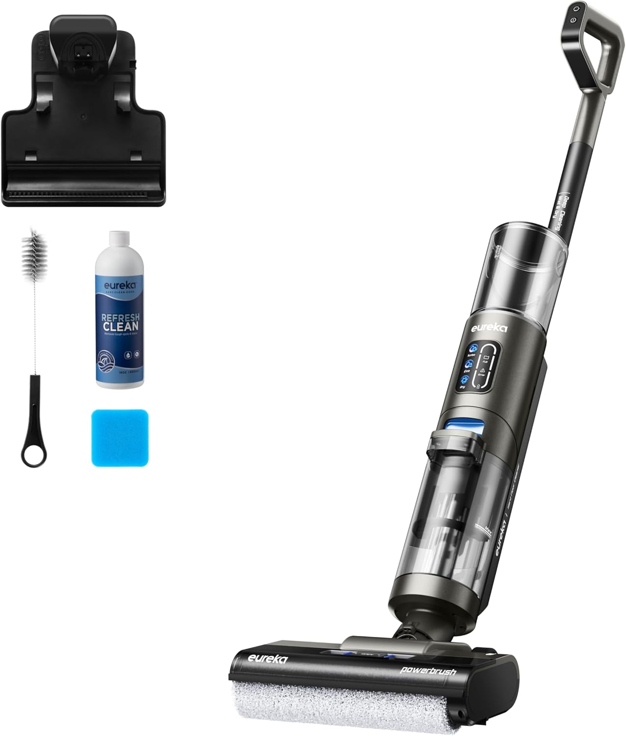 Eureka Rapidwash NEW430 Cordless Vacuum Mop, 15000Pa, 0.8L/0.45L Double Tank for Hard Floors and Pet Hair, with Voice Navigation, Self Cleaning and Drying