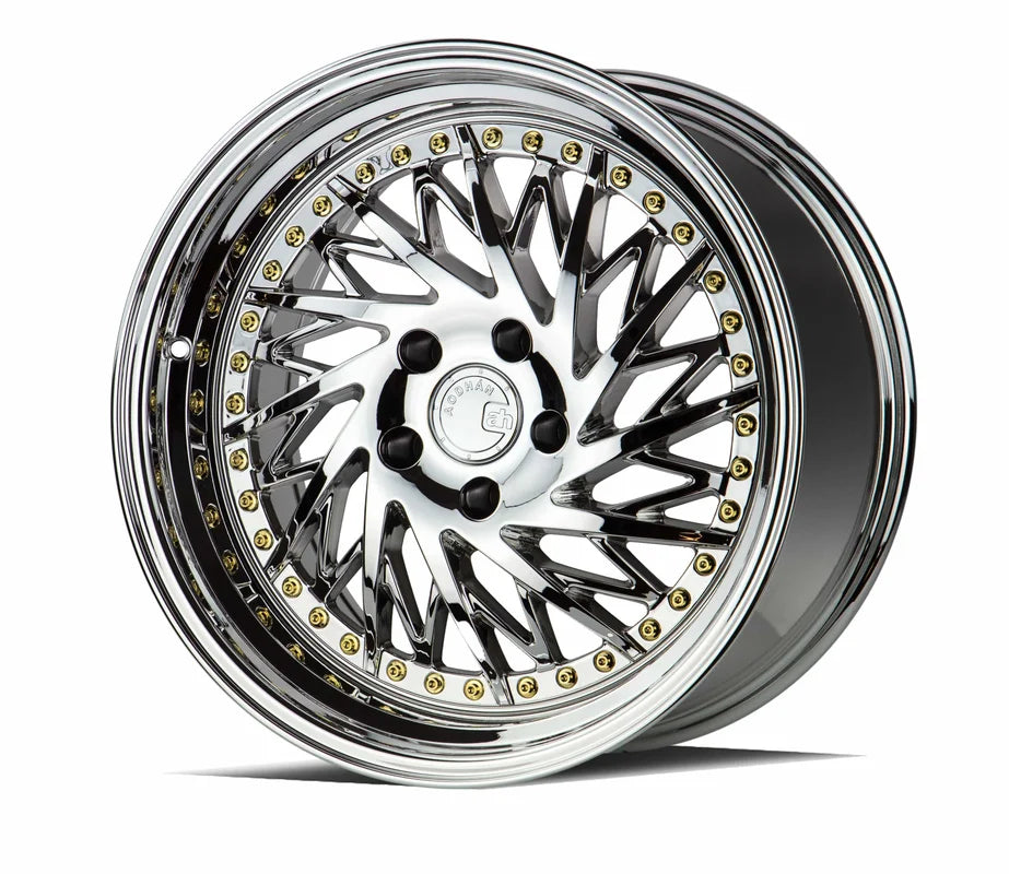 Aodhan DS03 (Passenger Side) 18" 5x100 Vacuum Chrome w/Gold Rivets