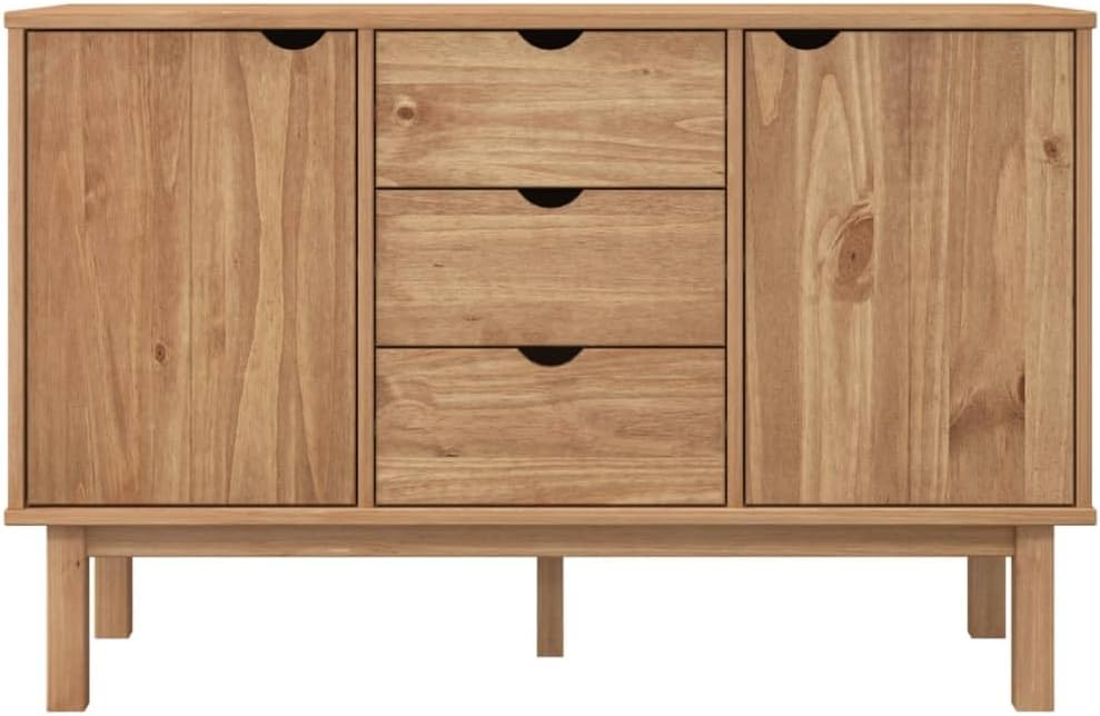 vidaXL Sideboard Side Cabinet Storage Cabinet Home Organizer Living Room Furniture Indoor 113.5x43x73 cm Solid Pine Wood