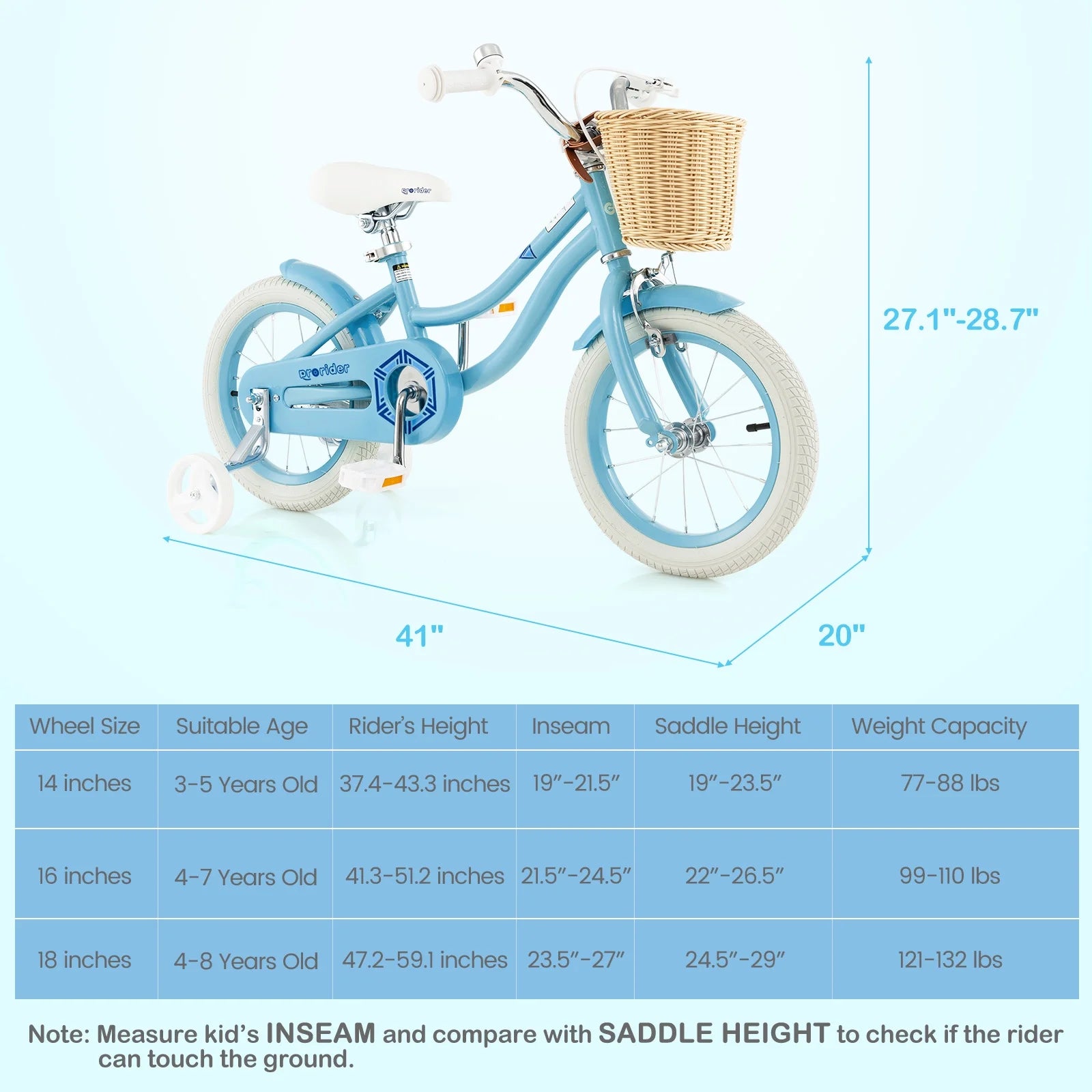 Prorider 16" Kid'S Bike with Training Wheels Adjustable Handlebar Seat Handbrake Pink - Product image 22