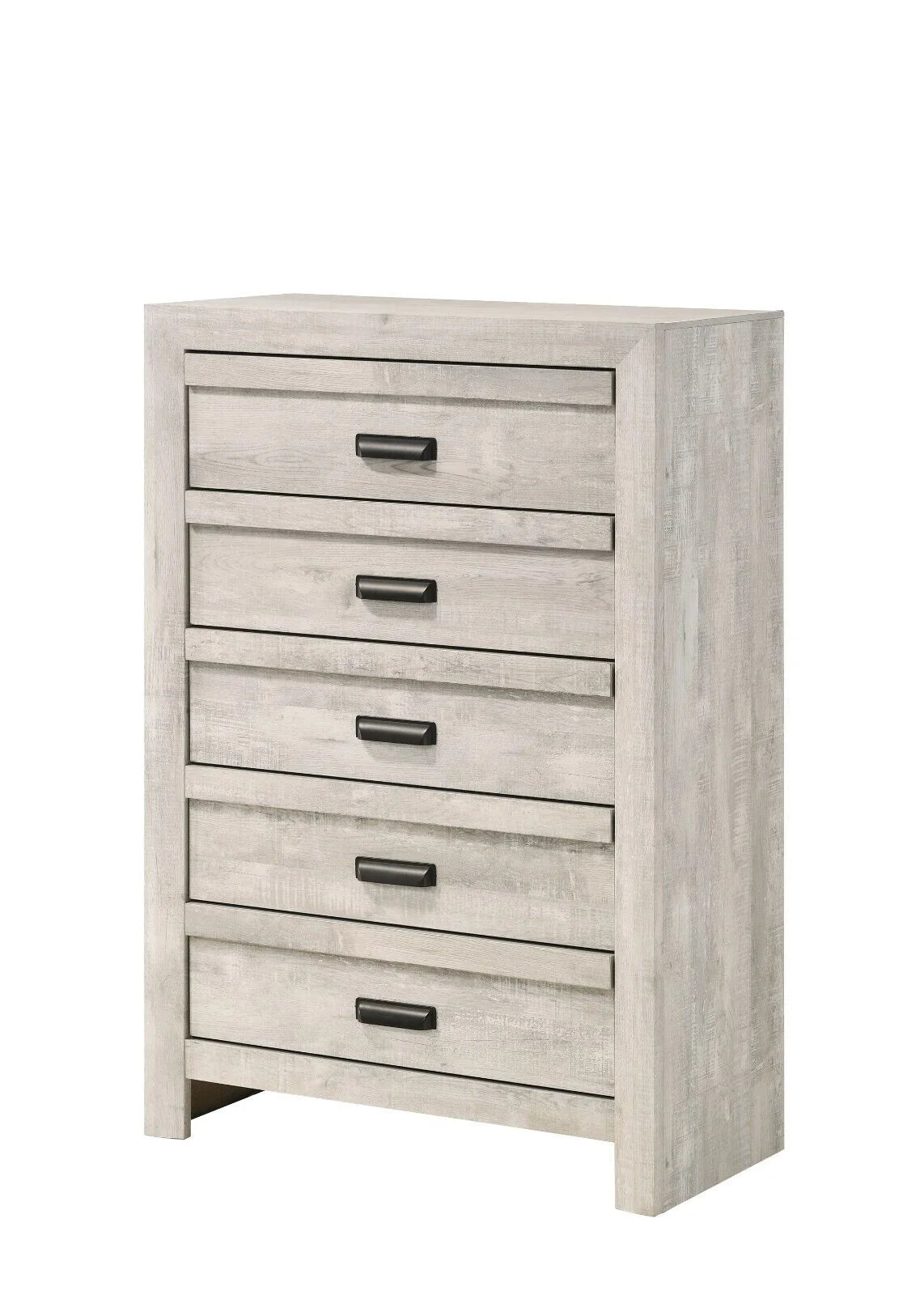 3pc Rustic Beige Gray Finish Bedroom Furniture Queen Size Bed Nightstand Chest Set - Product image 4