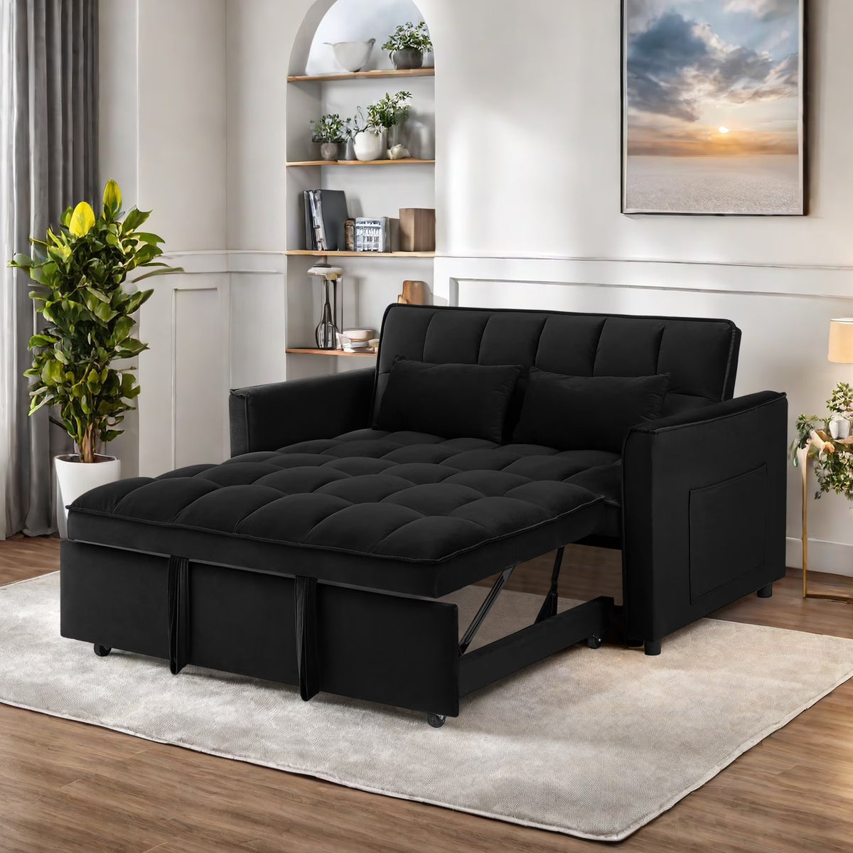 Convertible Sofa Bed, 3 - in - 1 Sleeper Sofa with Pull Out Bed, Sleeper Futon Couch Loveseat with - Product image 1