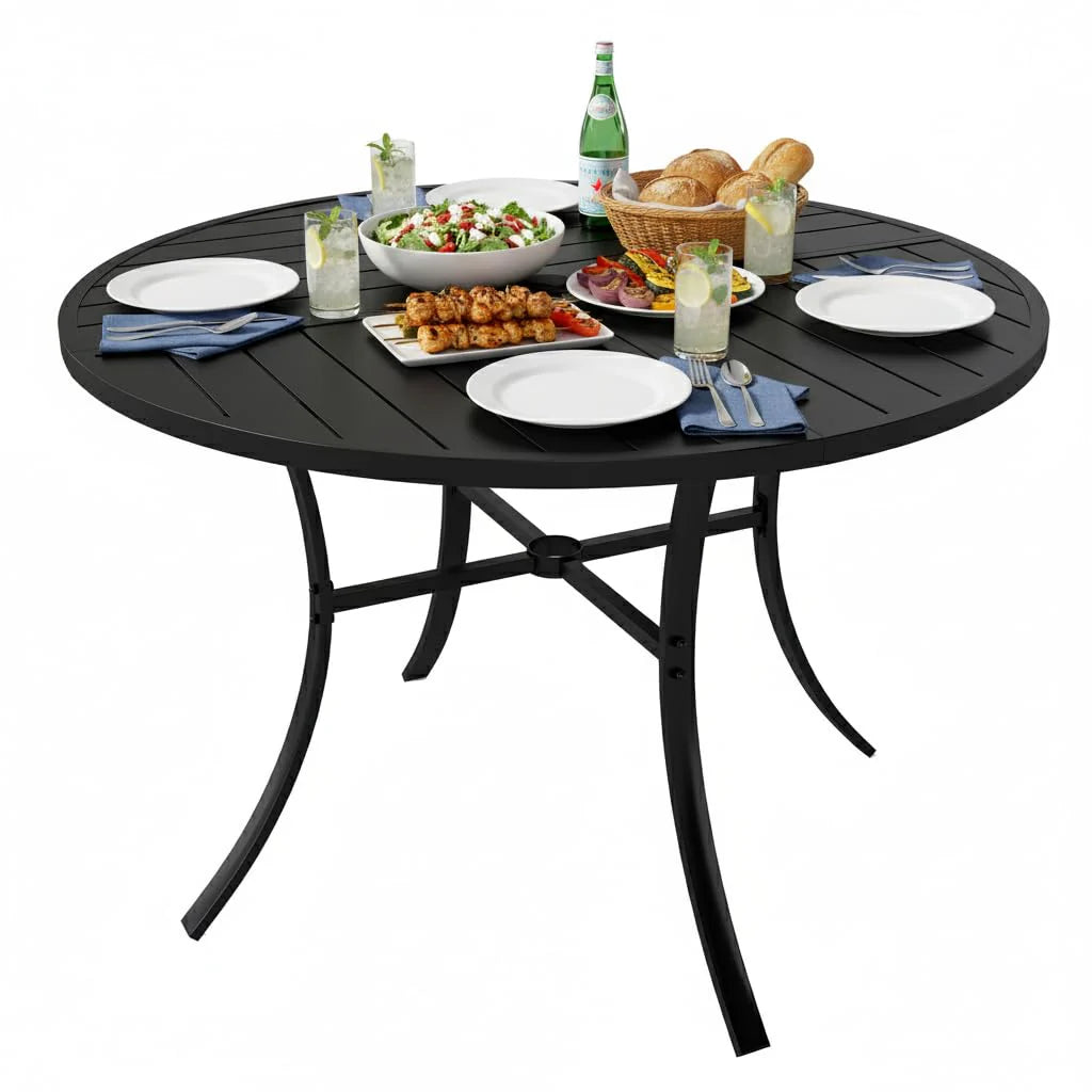 Tangkula 42.5" Round Metal Patio Dining Table for 4 with Umbrella Hole - Product image 1