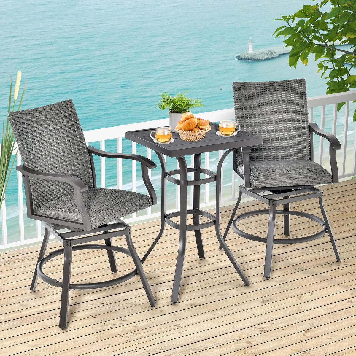 Tangkula 24 Inch Outdoor Bar Table, Patio Bar Height Table with Aluminum Tabletop & Heavy-Duty Metal Legs - Product image 5