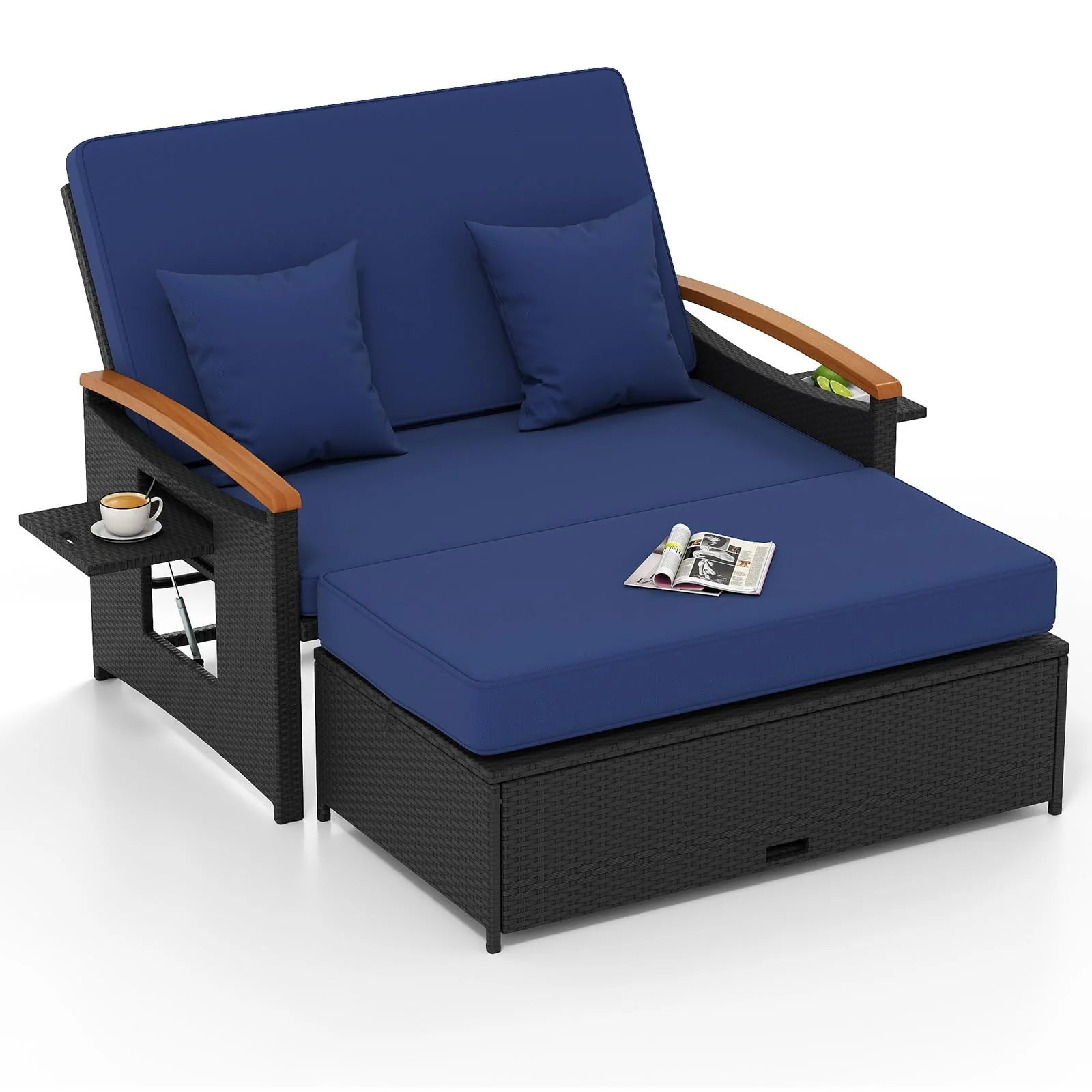 Tangkula Patio Rattan Daybed with 4-Level Adjustable Backrest - Product image 1