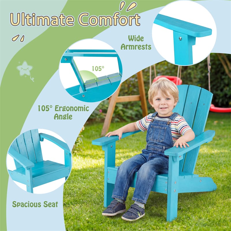 Kids Adirondack Chair, All-Weather HIPS Outdoor Chair with Ergonomic High Backrest & Armrests - Product image 37