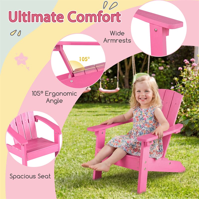 Kids Adirondack Chair, All-Weather HIPS Outdoor Chair with Ergonomic High Backrest & Armrests - Product image 50