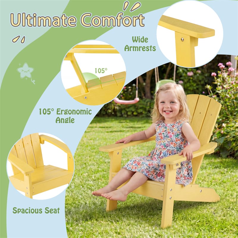 Kids Adirondack Chair, All-Weather HIPS Outdoor Chair with Ergonomic High Backrest & Armrests - Product image 72