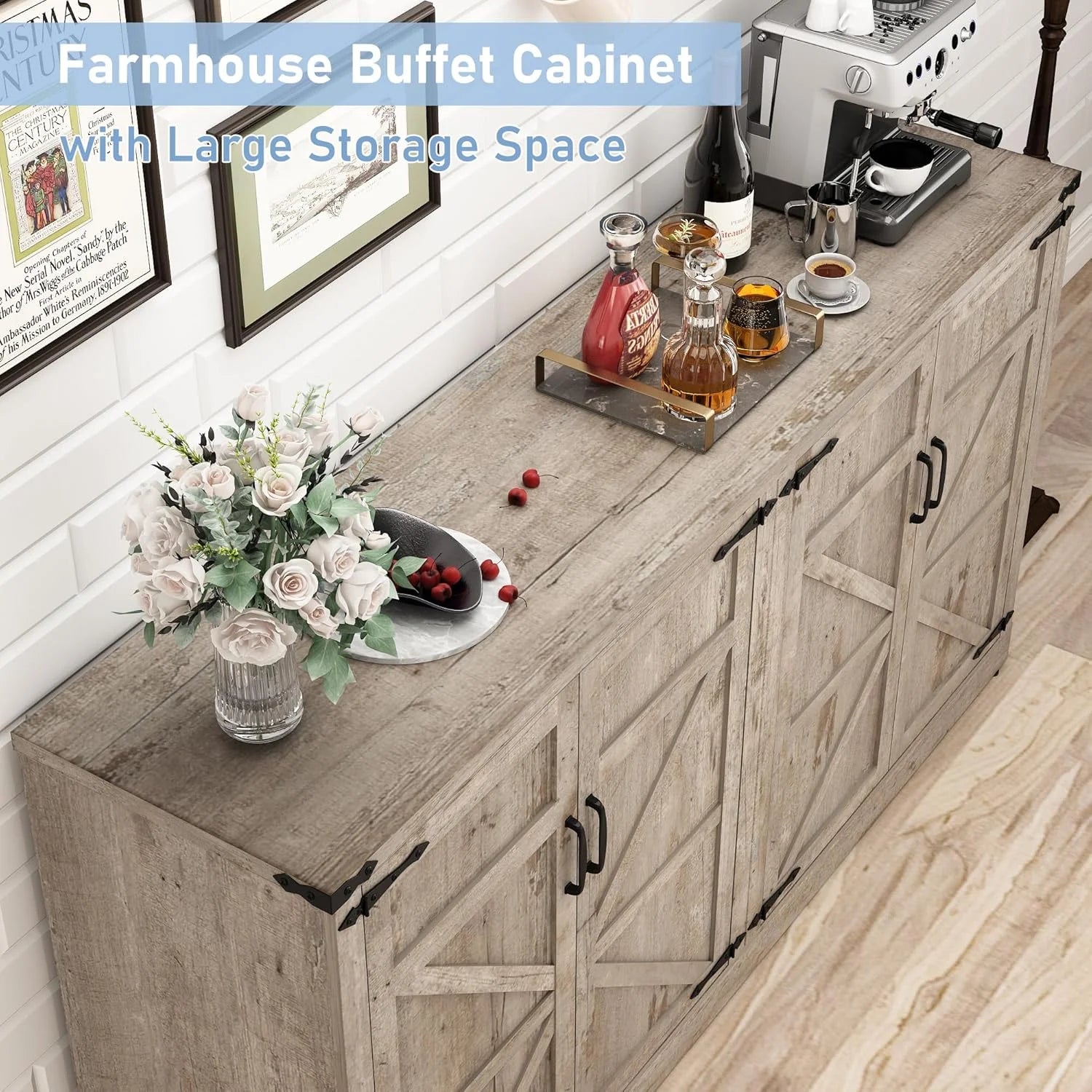 71" Tall Farmhouse Kitchen Pantry Cabinet, 5 Layers Storage Cabinet with Adjustable Shelves - Product image 52