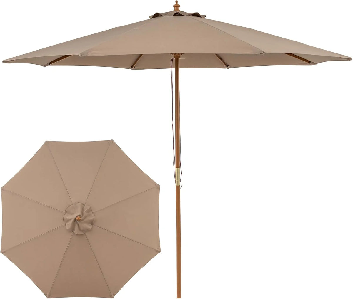 Tangkula 9 FT Patio Umbrella - Outdoor Table Market Umbrella with 8 Wooden Ribs - Product image 11