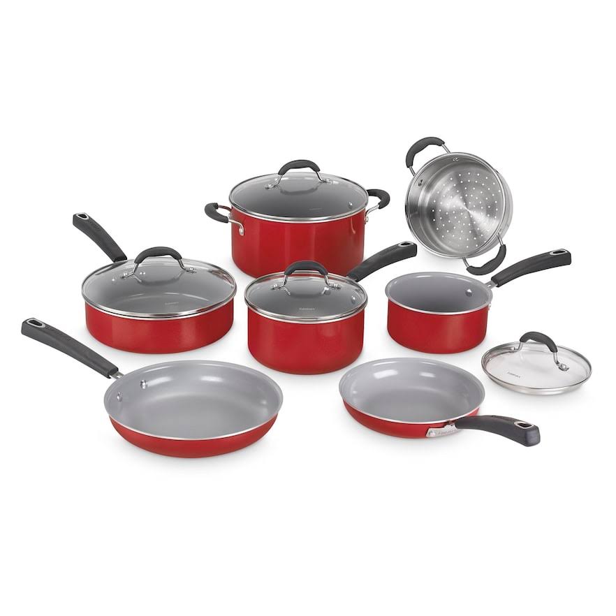 Cuisinart 11-Piece Ceramica XT Nonstick Cookware Set, Red - Product image 1