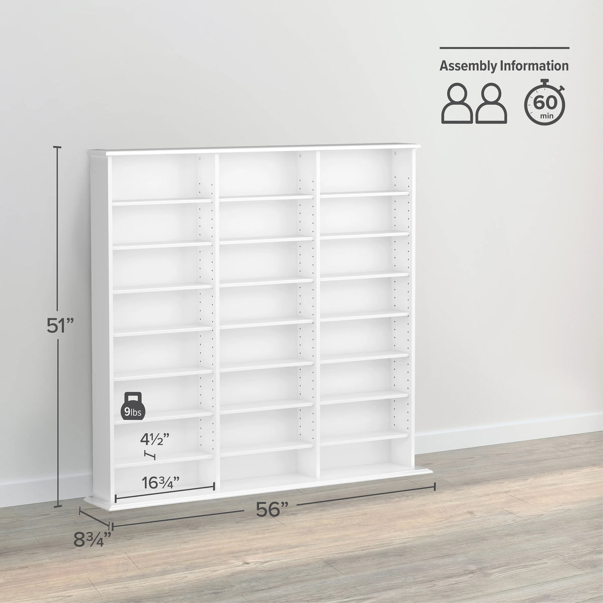 Prepac 51" Triple CD DVD Wall Media Storage Rack in Black - Product image 19