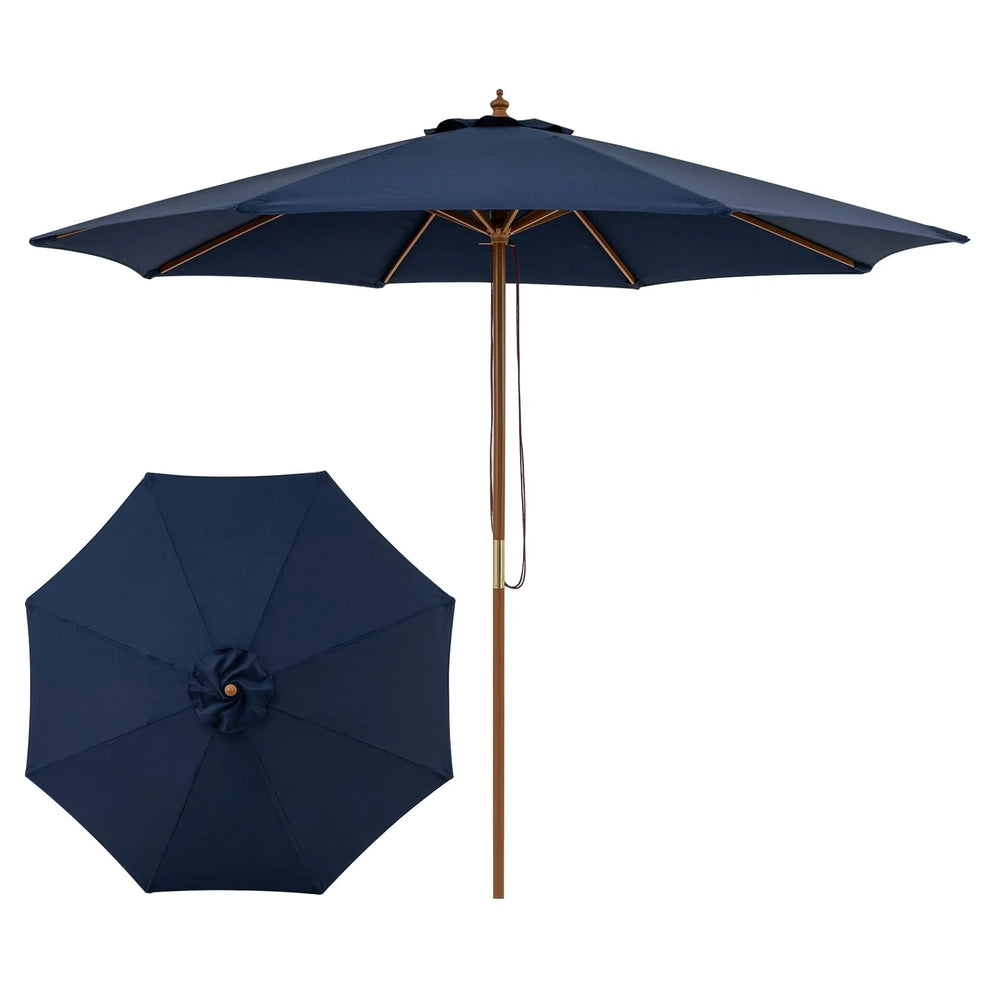Tangkula 9 FT Patio Umbrella - Outdoor Table Market Umbrella with 8 Wooden Ribs