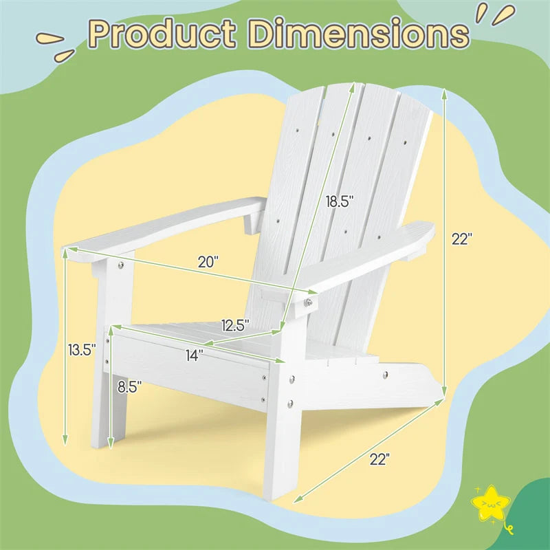 Kids Adirondack Chair, All-Weather HIPS Outdoor Chair with Ergonomic High Backrest & Armrests - Product image 25
