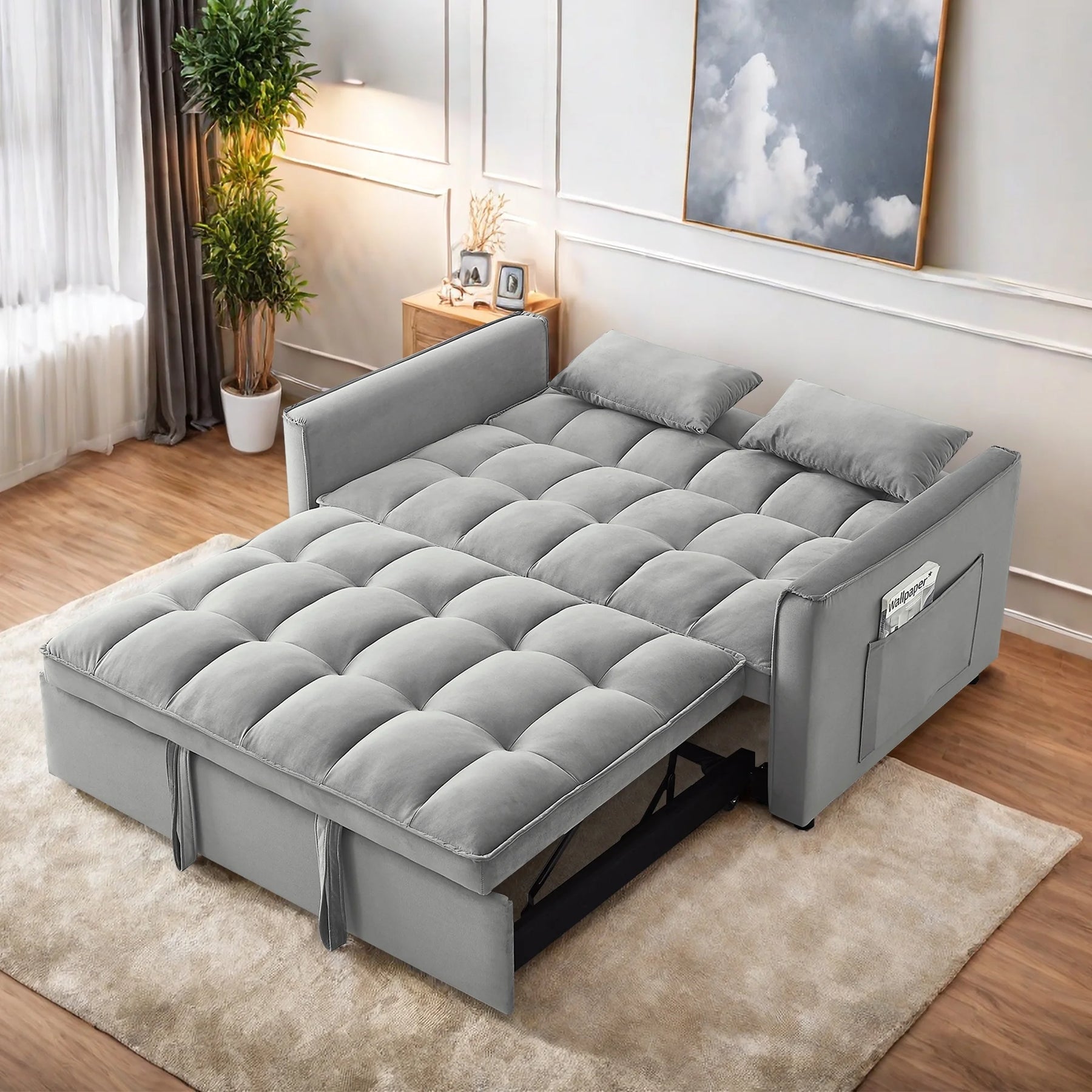 Convertible Sofa Bed, 3 - in - 1 Sleeper Sofa with Pull Out Bed, Sleeper Futon Couch Loveseat with - Product image 11