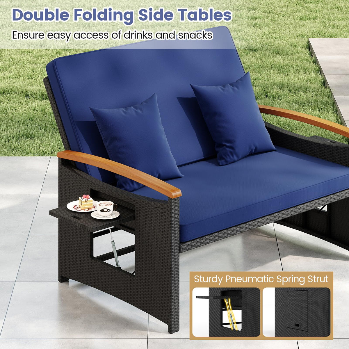 Tangkula Patio Rattan Daybed with 4-Level Adjustable Backrest - Product image 7