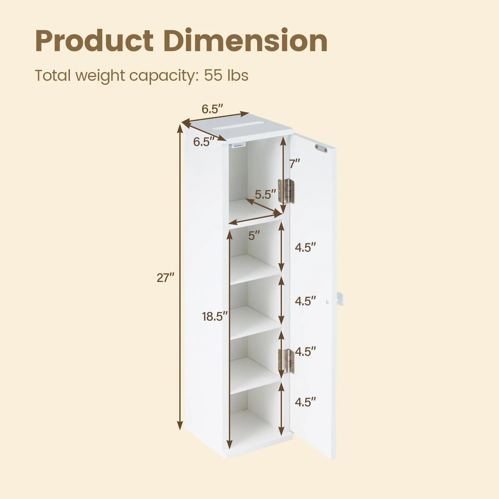Tangkula Slim Bathroom Storage Cabinet with Door - Product image 3