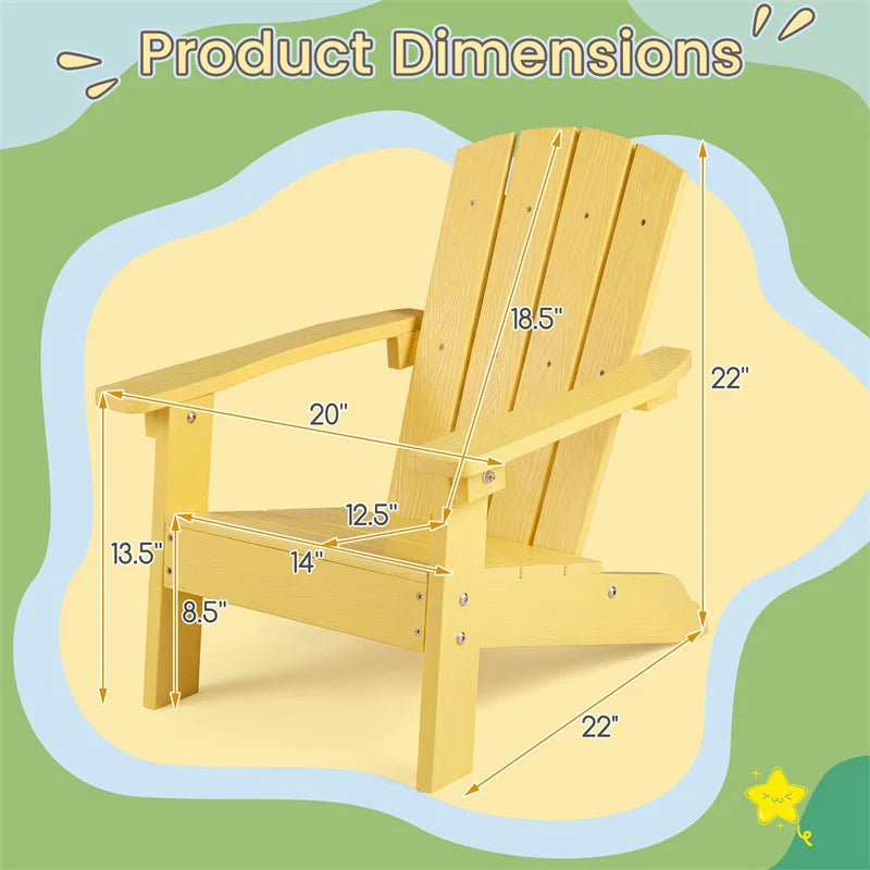 Kids Adirondack Chair, All-Weather HIPS Outdoor Chair with Ergonomic High Backrest & Armrests - Product image 69