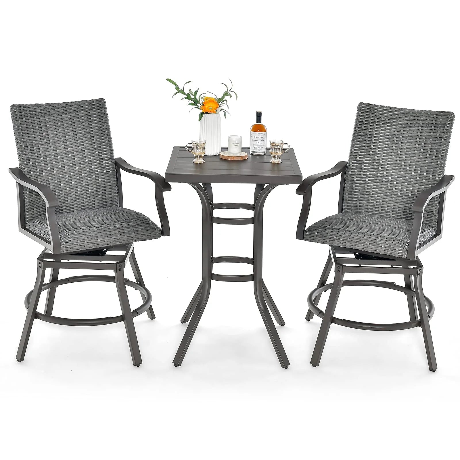 Tangkula 24 Inch Outdoor Bar Table, Patio Bar Height Table with Aluminum Tabletop & Heavy-Duty Metal Legs - Product image 3