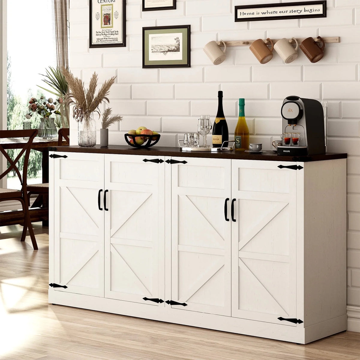 71" Tall Farmhouse Kitchen Pantry Cabinet, 5 Layers Storage Cabinet with Adjustable Shelves - Product image 58