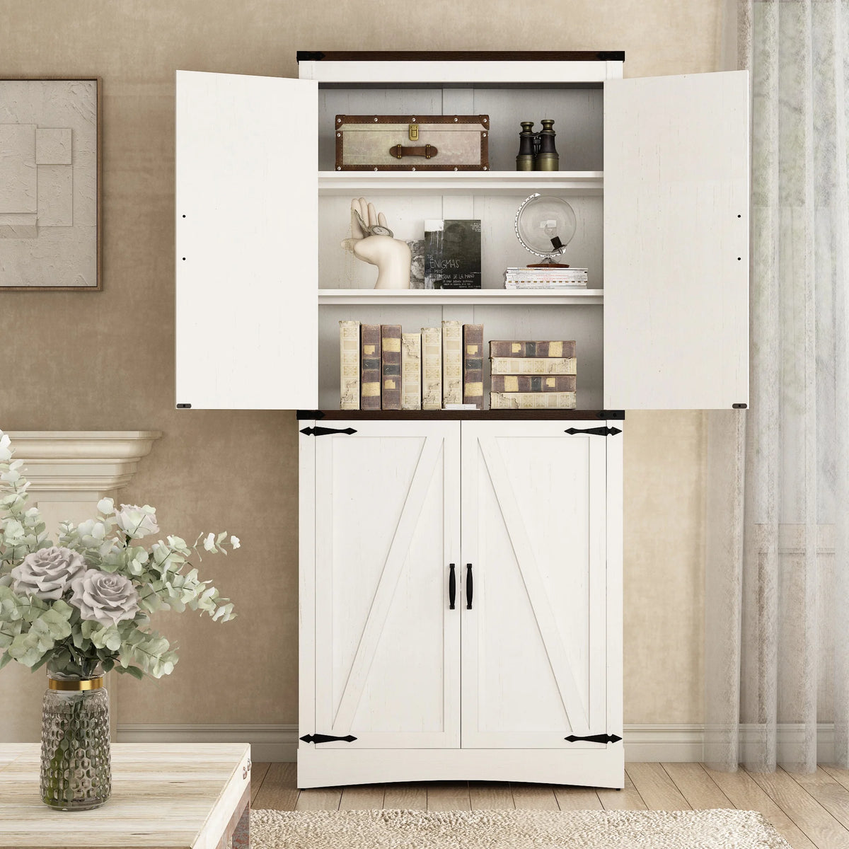 71" Tall Farmhouse Kitchen Pantry Cabinet, 5 Layers Storage Cabinet with Adjustable Shelves - Product image 8