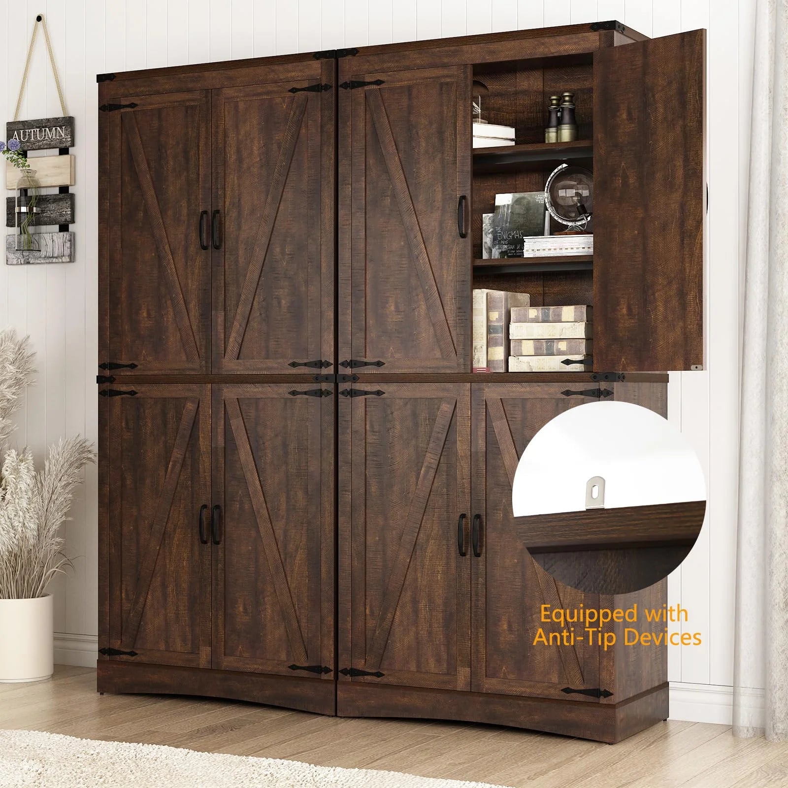 71" Tall Farmhouse Kitchen Pantry Cabinet, 5 Layers Storage Cabinet with Adjustable Shelves - Product image 76