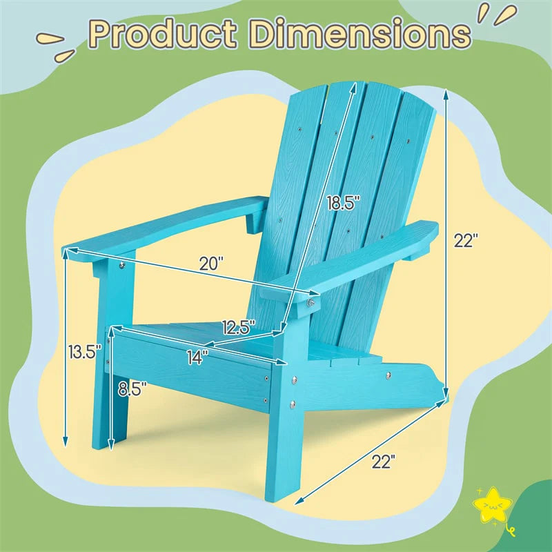 Kids Adirondack Chair, All-Weather HIPS Outdoor Chair with Ergonomic High Backrest & Armrests - Product image 40