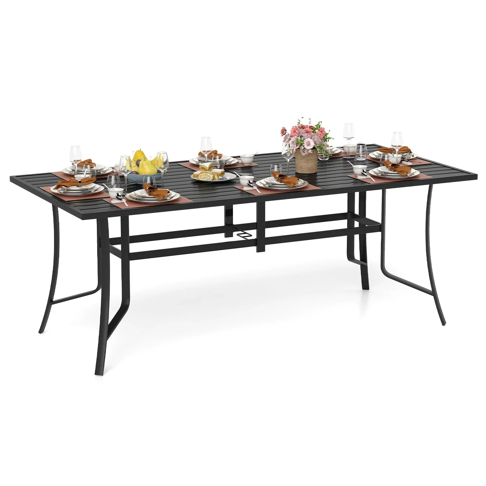 Tangkula Rectangle Patio Dining Table for 8 with Umbrella Hole - Product image 1