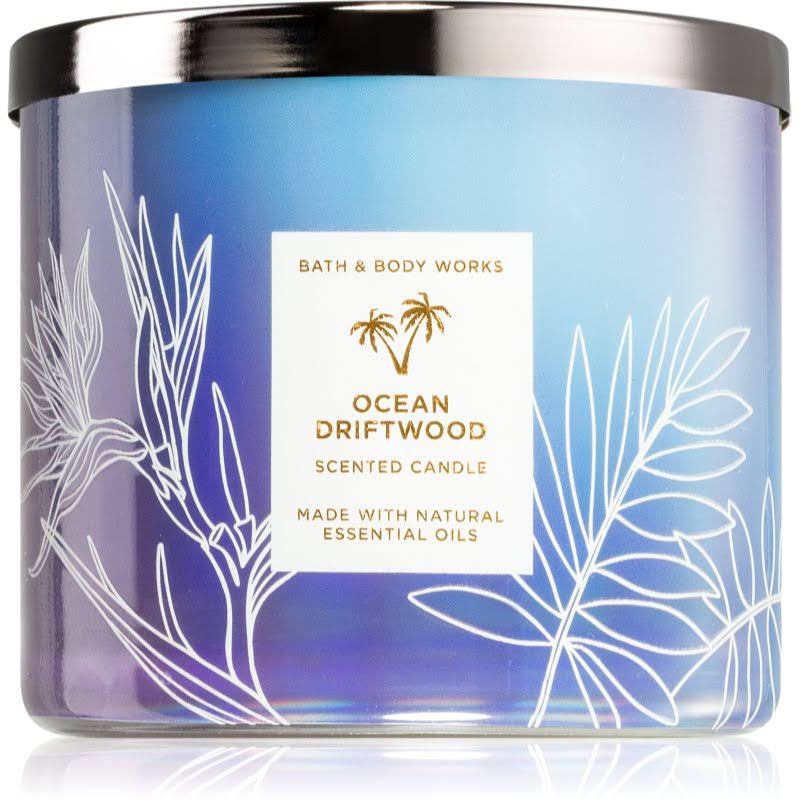 Bath & Body Works Accents - Ocean Driftwood 3 Wick Candle - Color: Blue/White - Size: Os - Product image 1