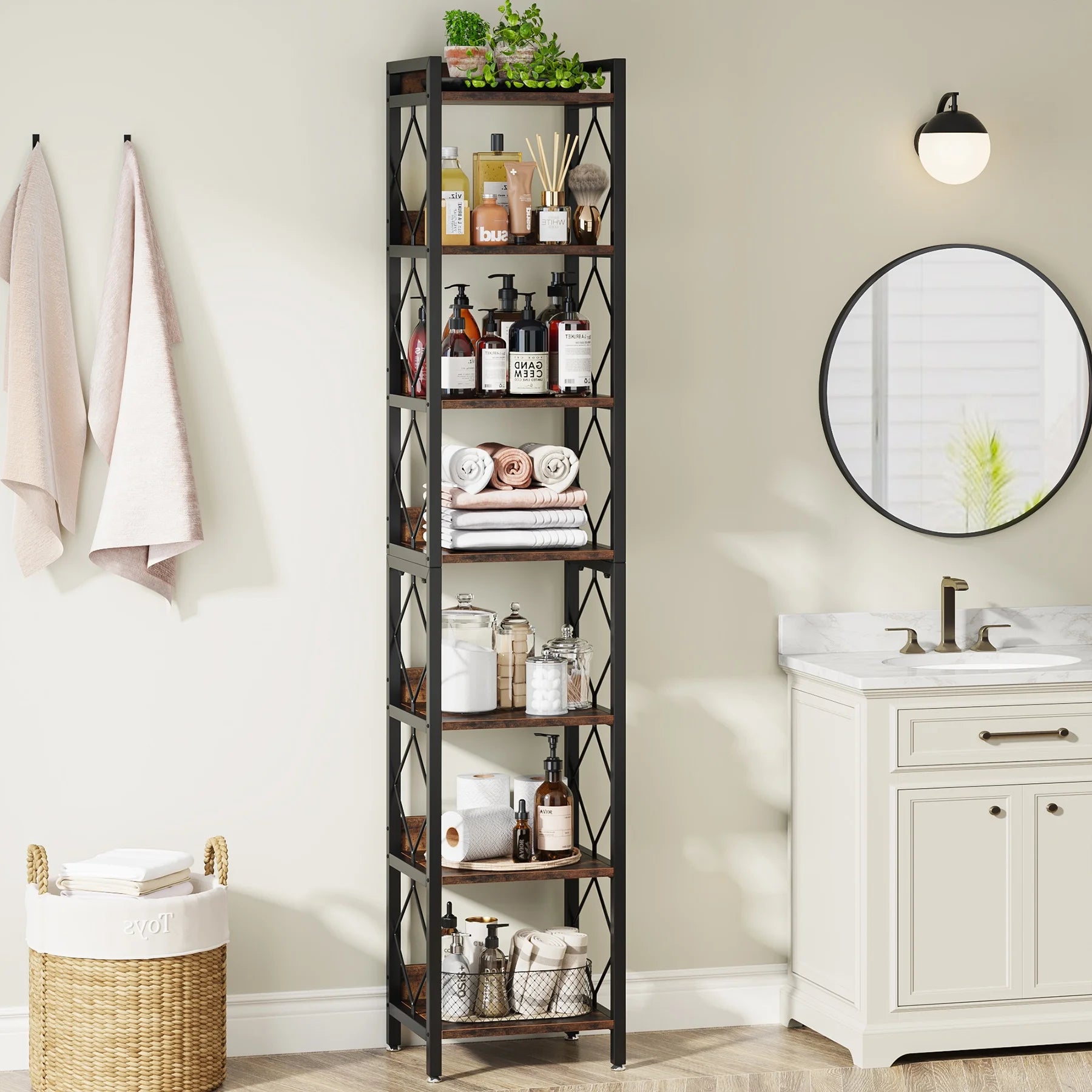 Tribesigns 78.7 in Tall Narrow Bookshelf, Freestanding 7 - Tier Bookcase - Product image 2