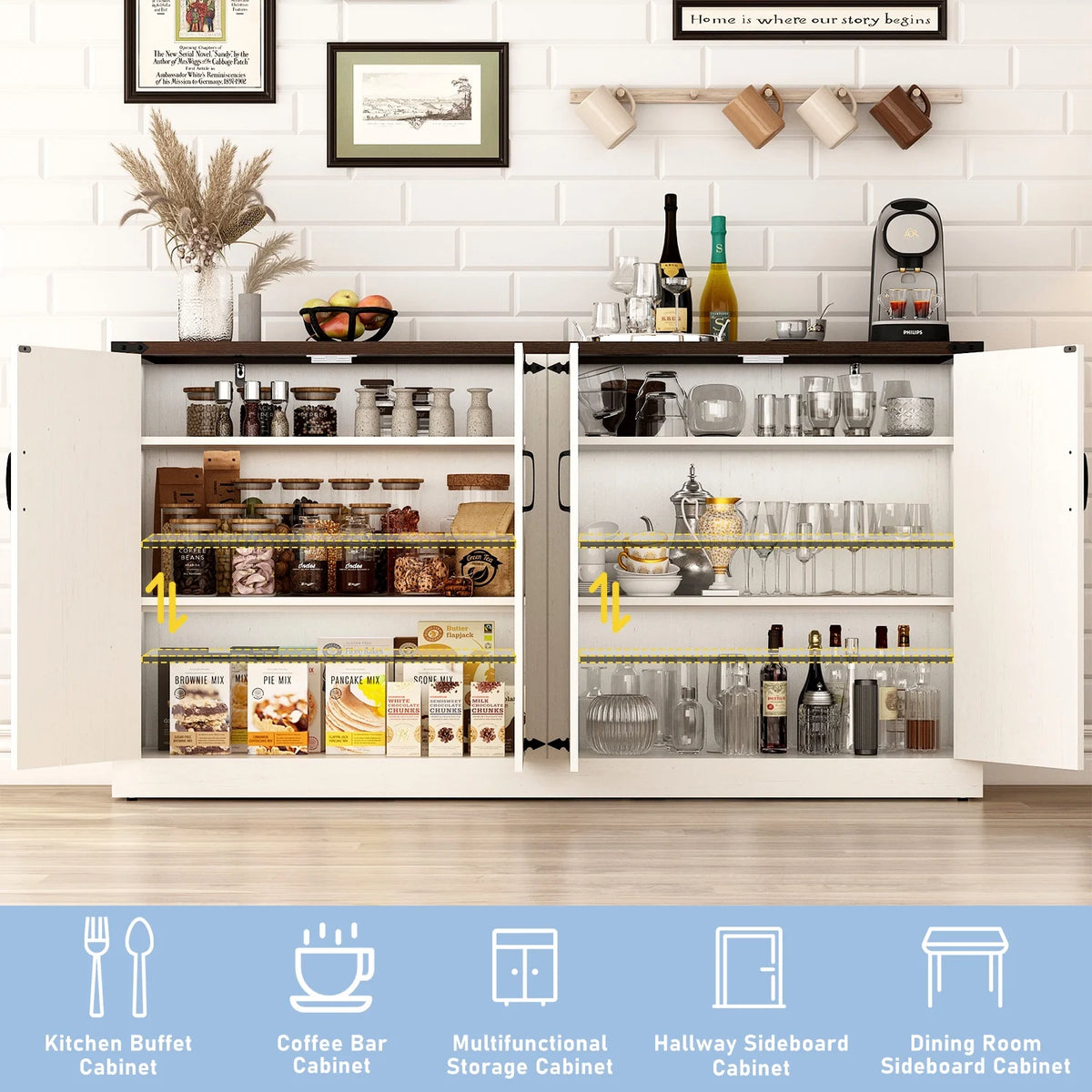 71" Tall Farmhouse Kitchen Pantry Cabinet, 5 Layers Storage Cabinet with Adjustable Shelves - Product image 63