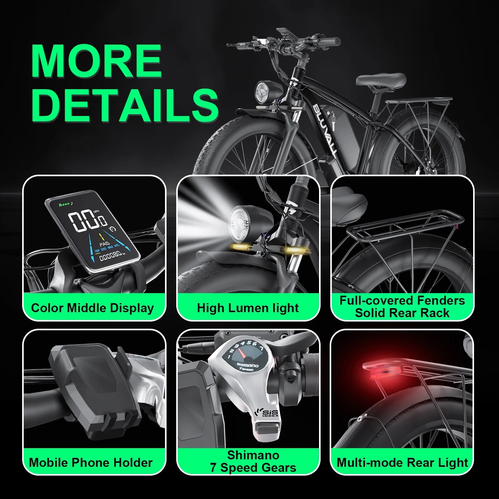 Electric Bike for Adults, 2000W 26'Fat Tire Electric Bike, 35MPH AWD Dual Motor Electric Bicycles - Product image 8