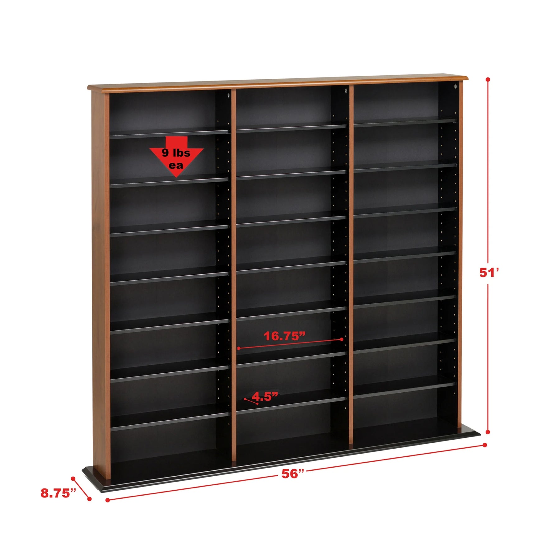 Prepac 51" Triple CD DVD Wall Media Storage Rack in Black - Product image 26