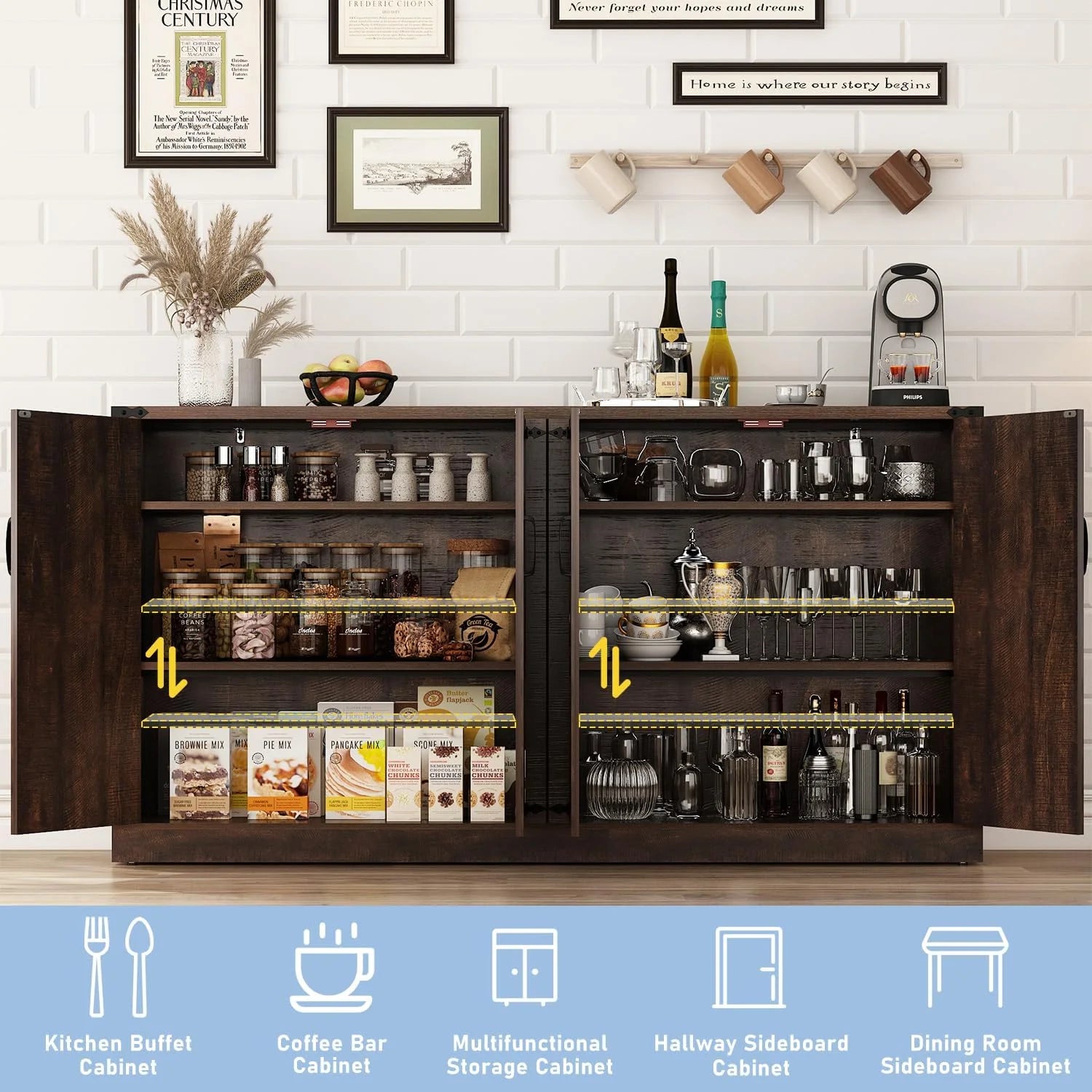 71" Tall Farmhouse Kitchen Pantry Cabinet, 5 Layers Storage Cabinet with Adjustable Shelves - Product image 25