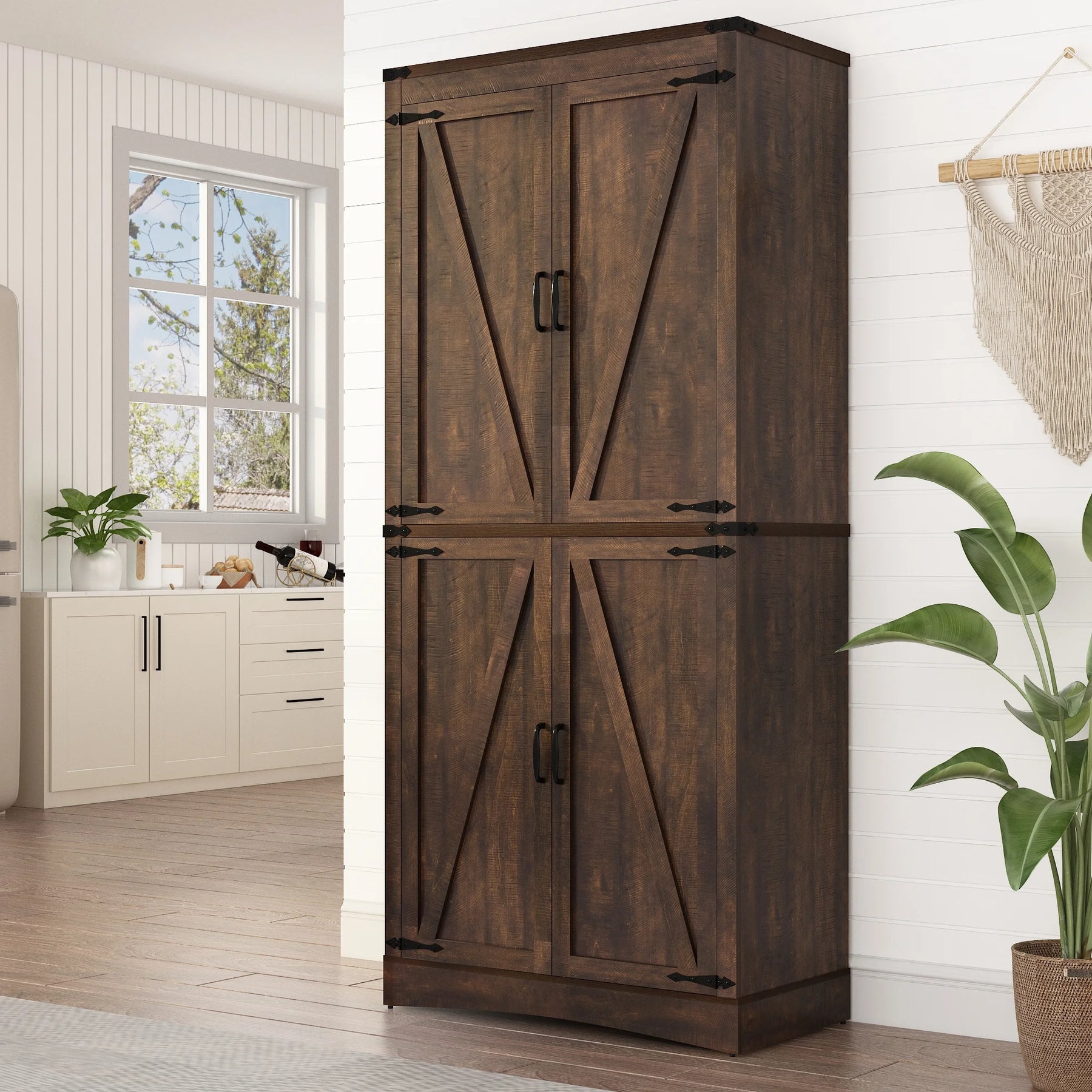 71" Tall Farmhouse Kitchen Pantry Cabinet, 5 Layers Storage Cabinet with Adjustable Shelves - Product image 64
