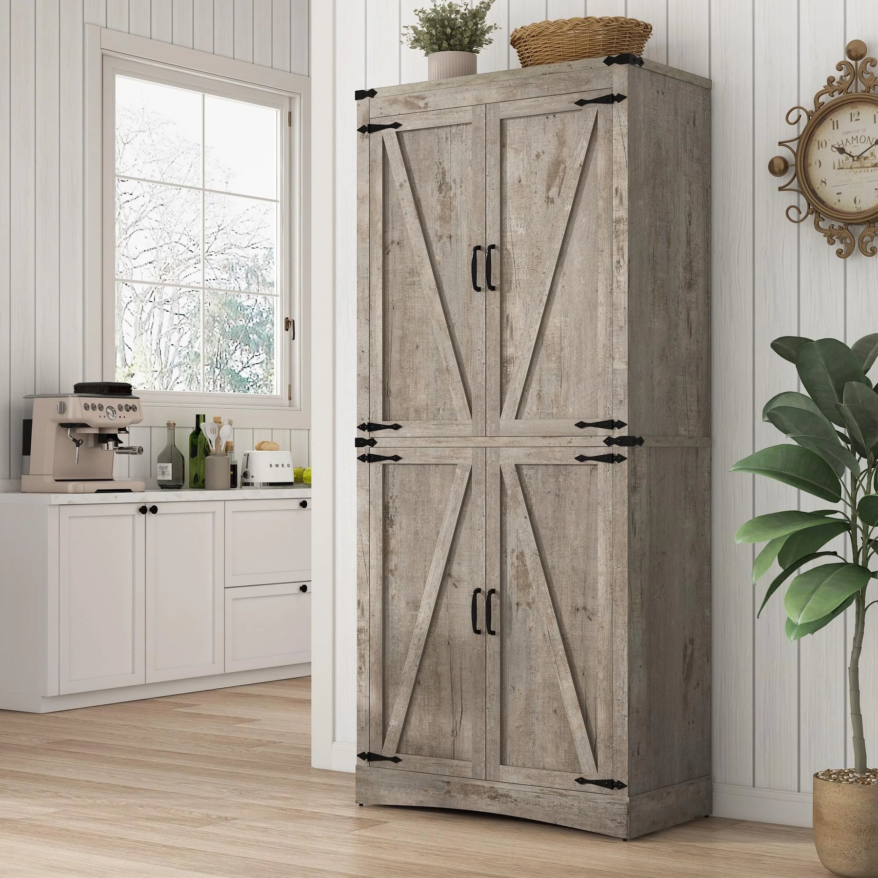 71" Tall Farmhouse Kitchen Pantry Cabinet, 5 Layers Storage Cabinet with Adjustable Shelves - Product image 37