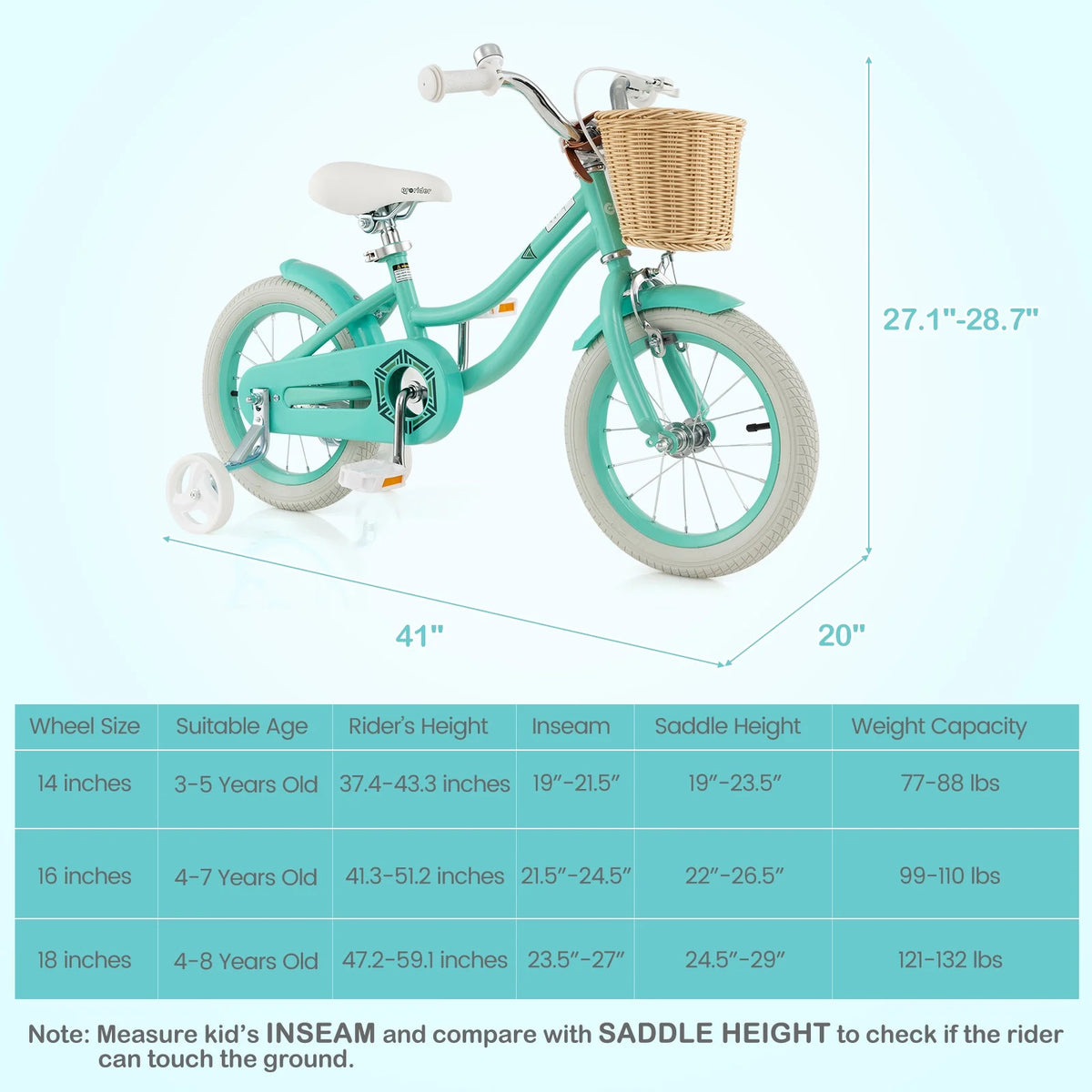Prorider 16" Kid'S Bike with Training Wheels Adjustable Handlebar Seat Handbrake Pink - Product image 14