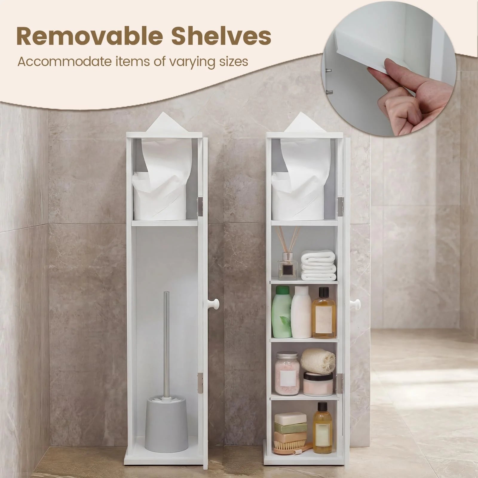 Tangkula Slim Bathroom Storage Cabinet with Door - Product image 6