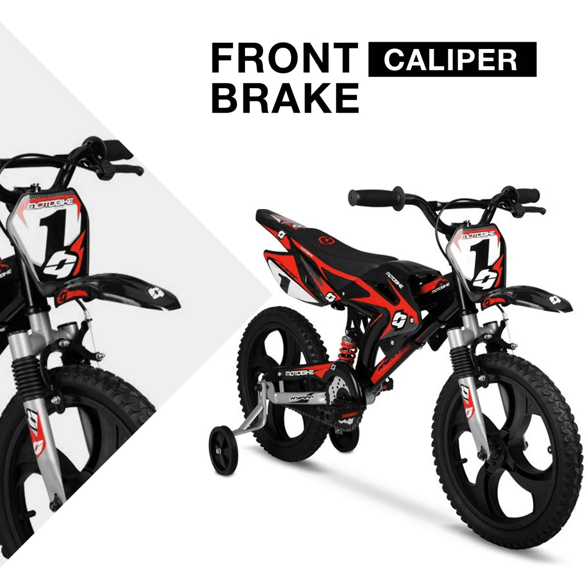 Hyper Bicycles 16" Kids Motobike with Mag Wheels, Including Training Wheels, Black/Red - Product image 2