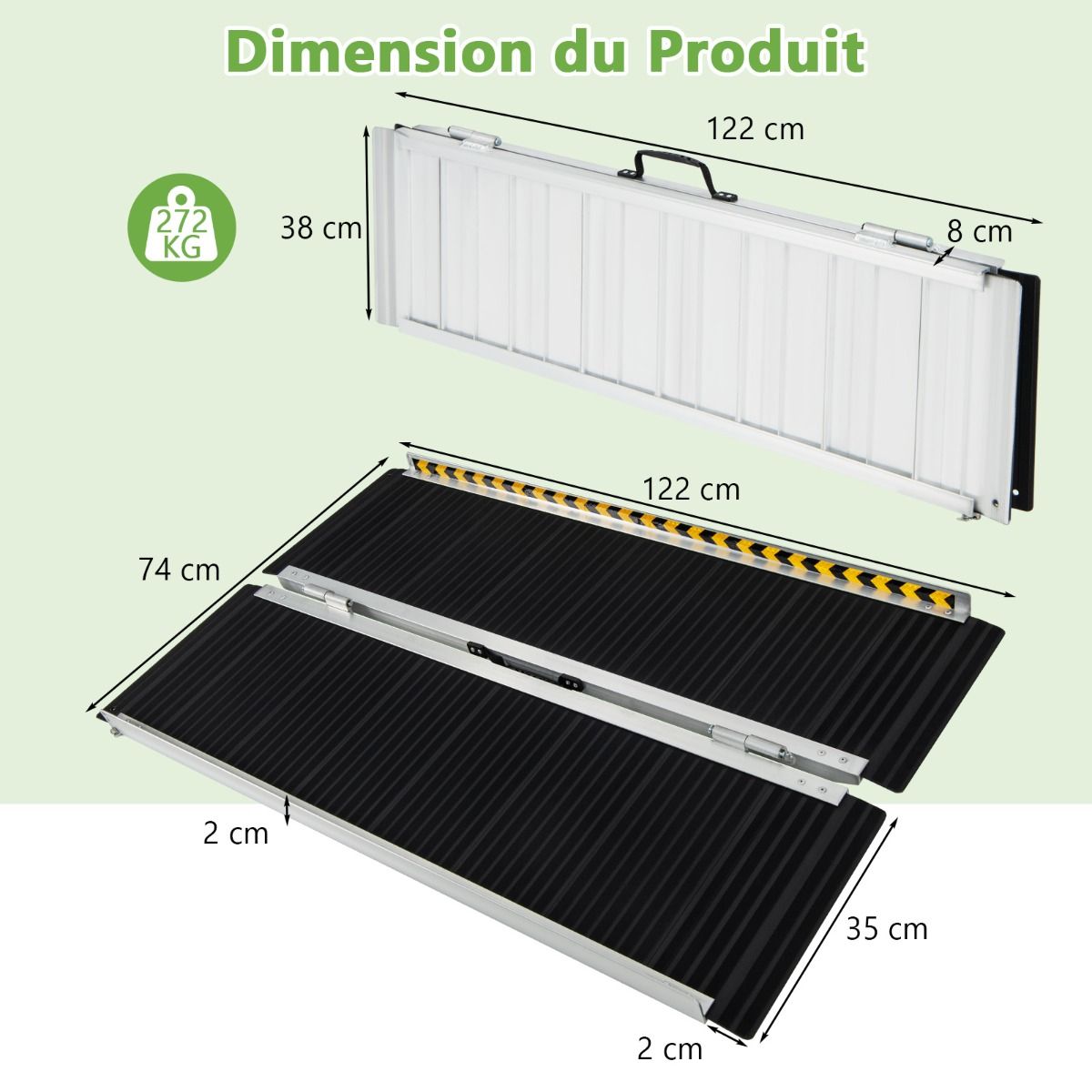 Aluminum Access Ramp with Transition Plate for Home 122L -