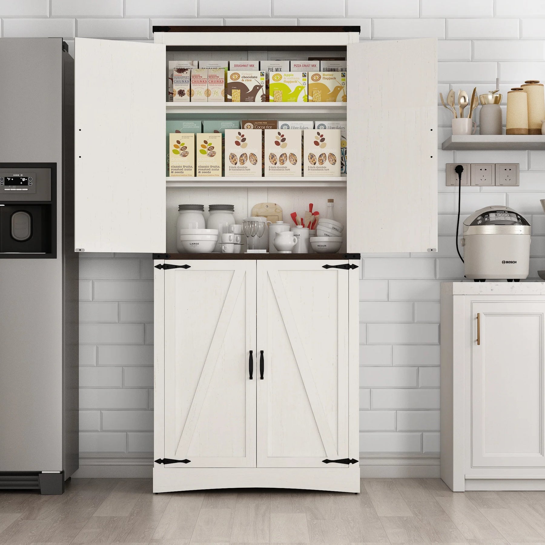 71" Tall Farmhouse Kitchen Pantry Cabinet, 5 Layers Storage Cabinet with Adjustable Shelves - Product image 20