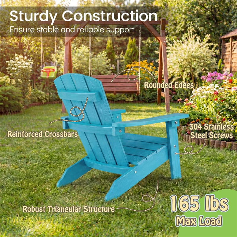 Kids Adirondack Chair, All-Weather HIPS Outdoor Chair with Ergonomic High Backrest & Armrests - Product image 36