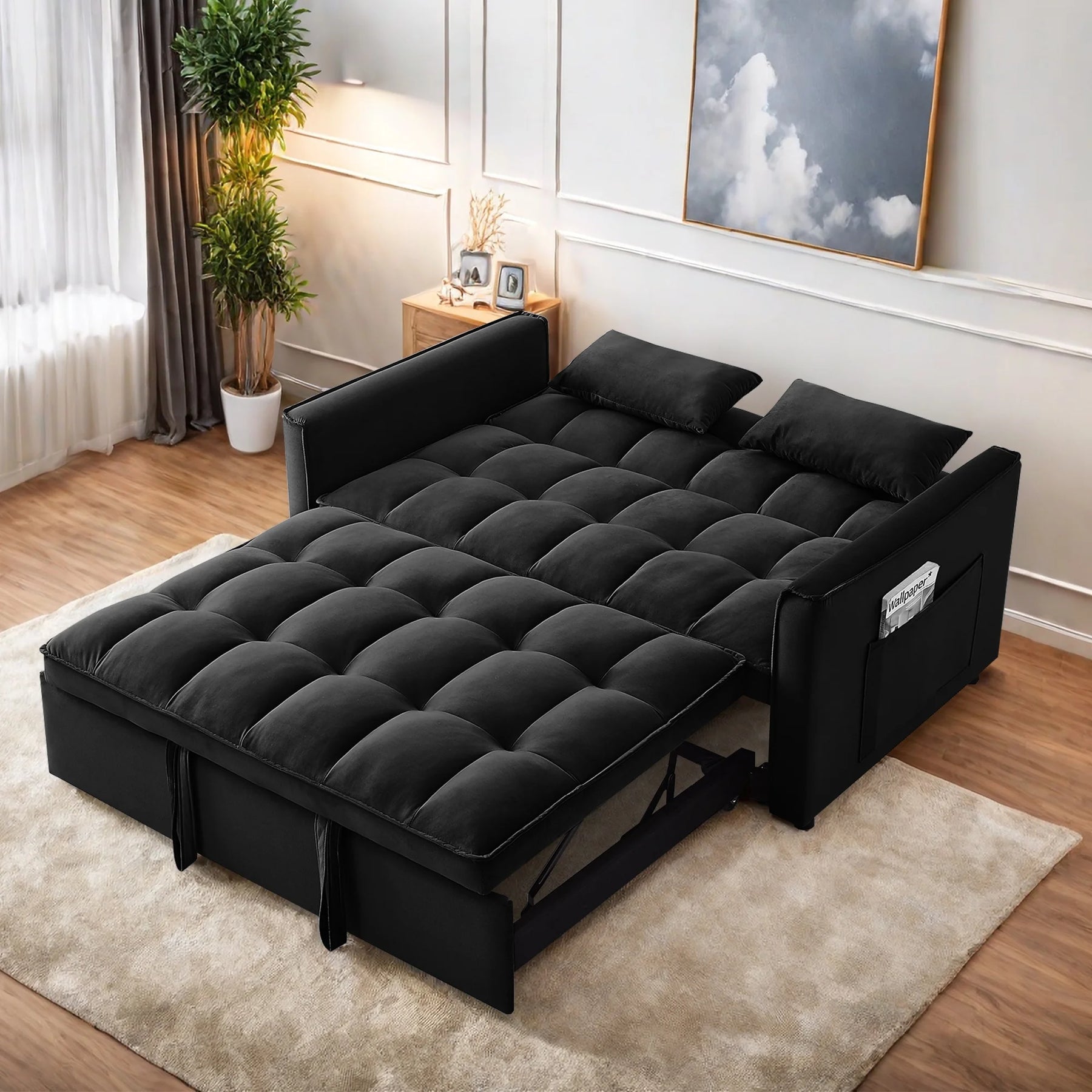 Convertible Sofa Bed, 3 - in - 1 Sleeper Sofa with Pull Out Bed, Sleeper Futon Couch Loveseat with - Product image 2