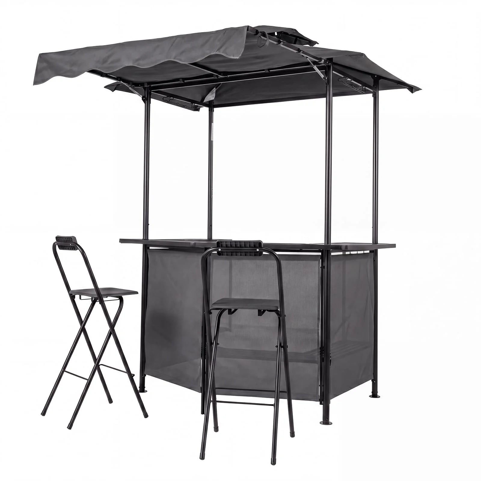 Tangkula 3 Piece Patio Bar Set Grill Gazebo & 2 Foldable Bar Stools - Product image 2