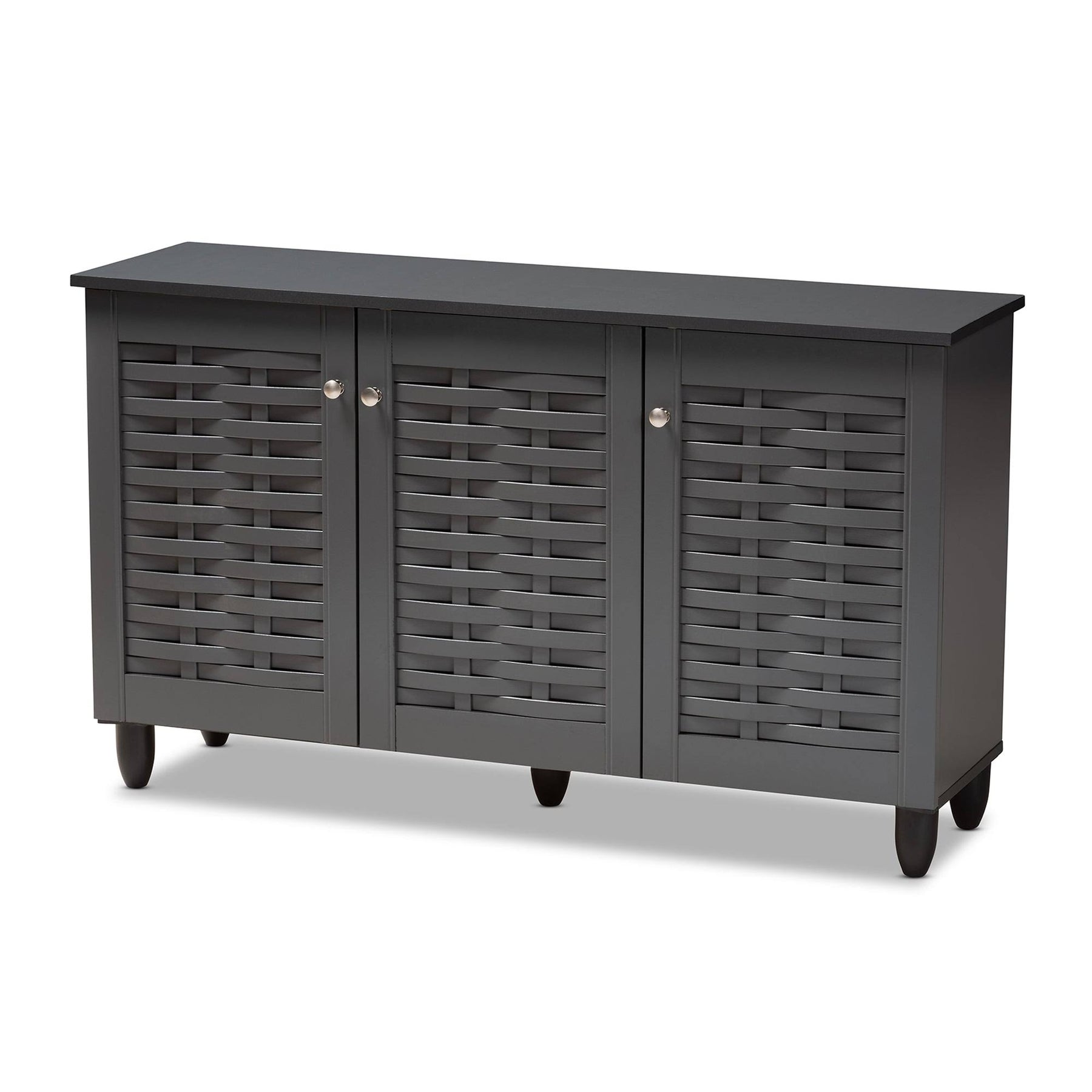 Baxton Studio Winda Dark Gray 3-Door Wooden Entryway Shoe Storage Cabinet - Product image 1
