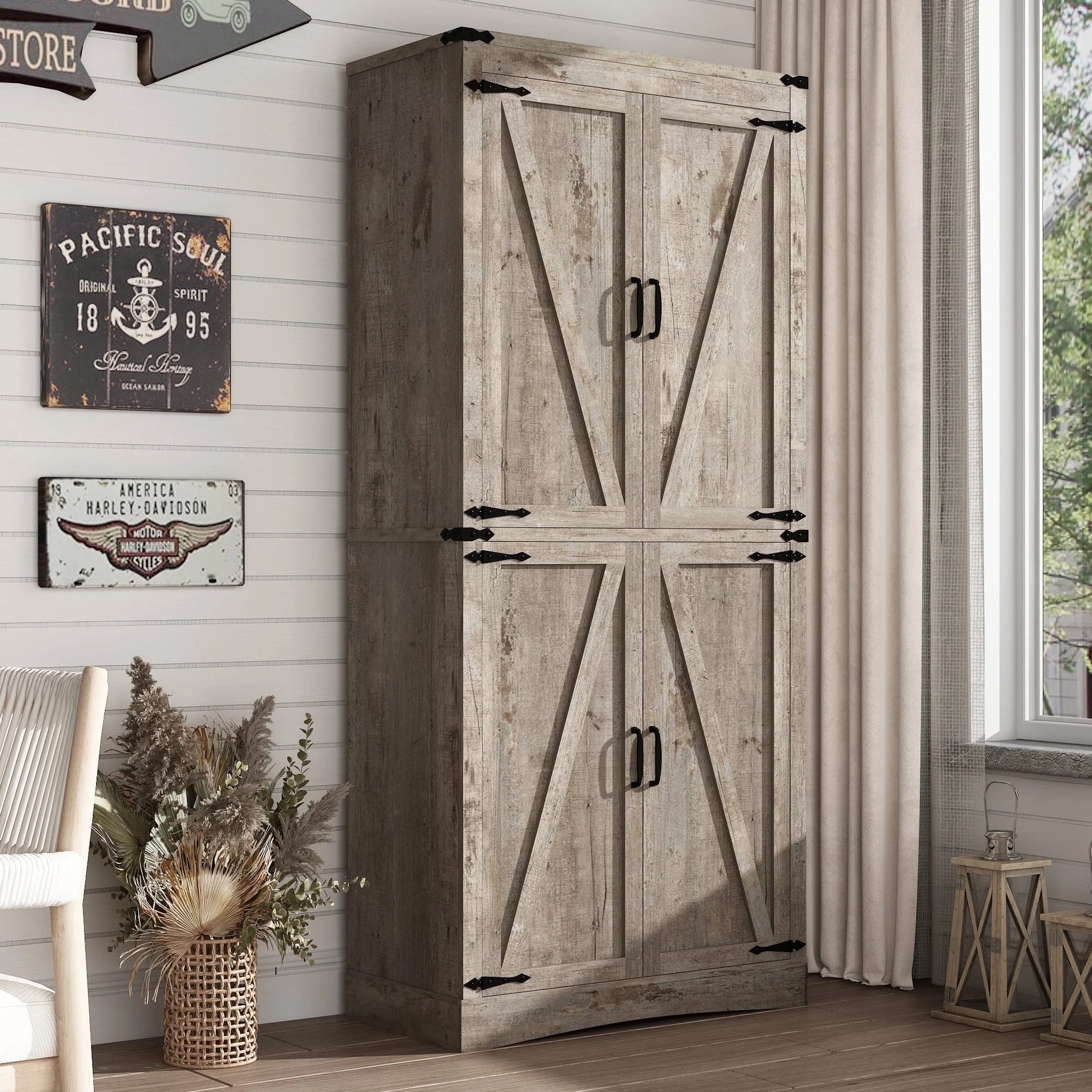 71" Tall Farmhouse Kitchen Pantry Cabinet, 5 Layers Storage Cabinet with Adjustable Shelves - Product image 40
