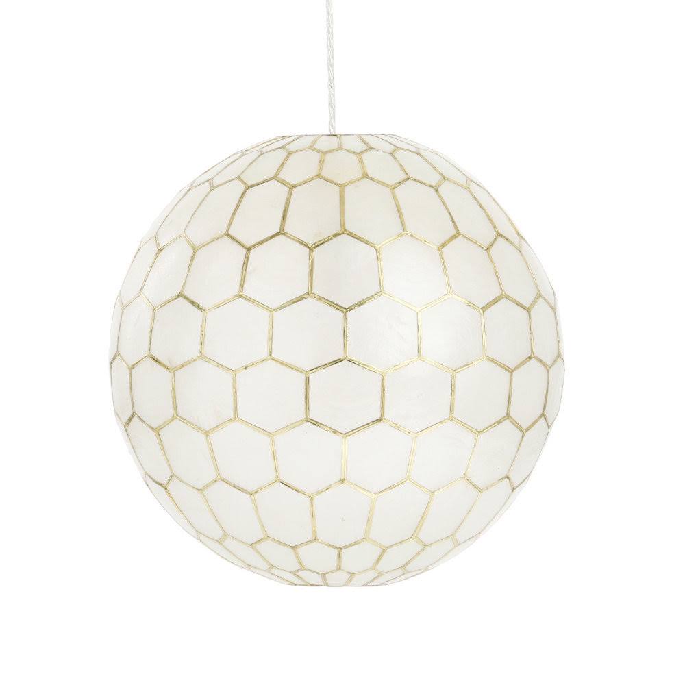 Olwen 1 - Light Unique Globe Pendant with Capiz Accents Joss & Main Finish: Gold, Size - Product image 1