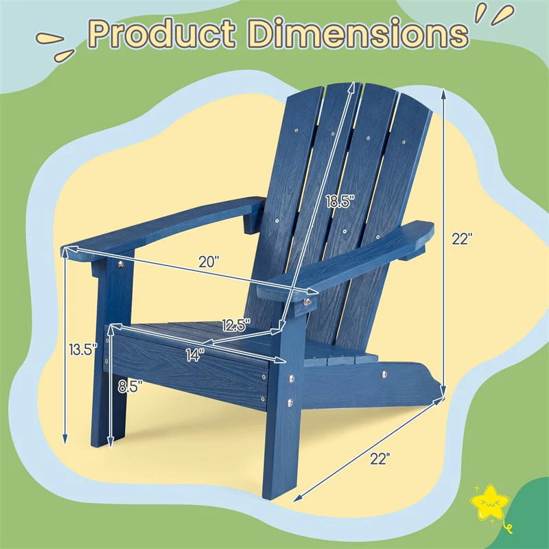 Kids Adirondack Chair, All-Weather HIPS Outdoor Chair with Ergonomic High Backrest & Armrests - Product image 3