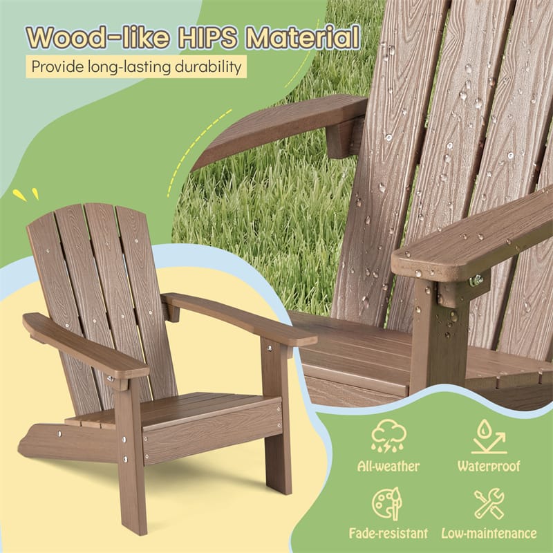 Kids Adirondack Chair, All-Weather HIPS Outdoor Chair with Ergonomic High Backrest & Armrests - Product image 15