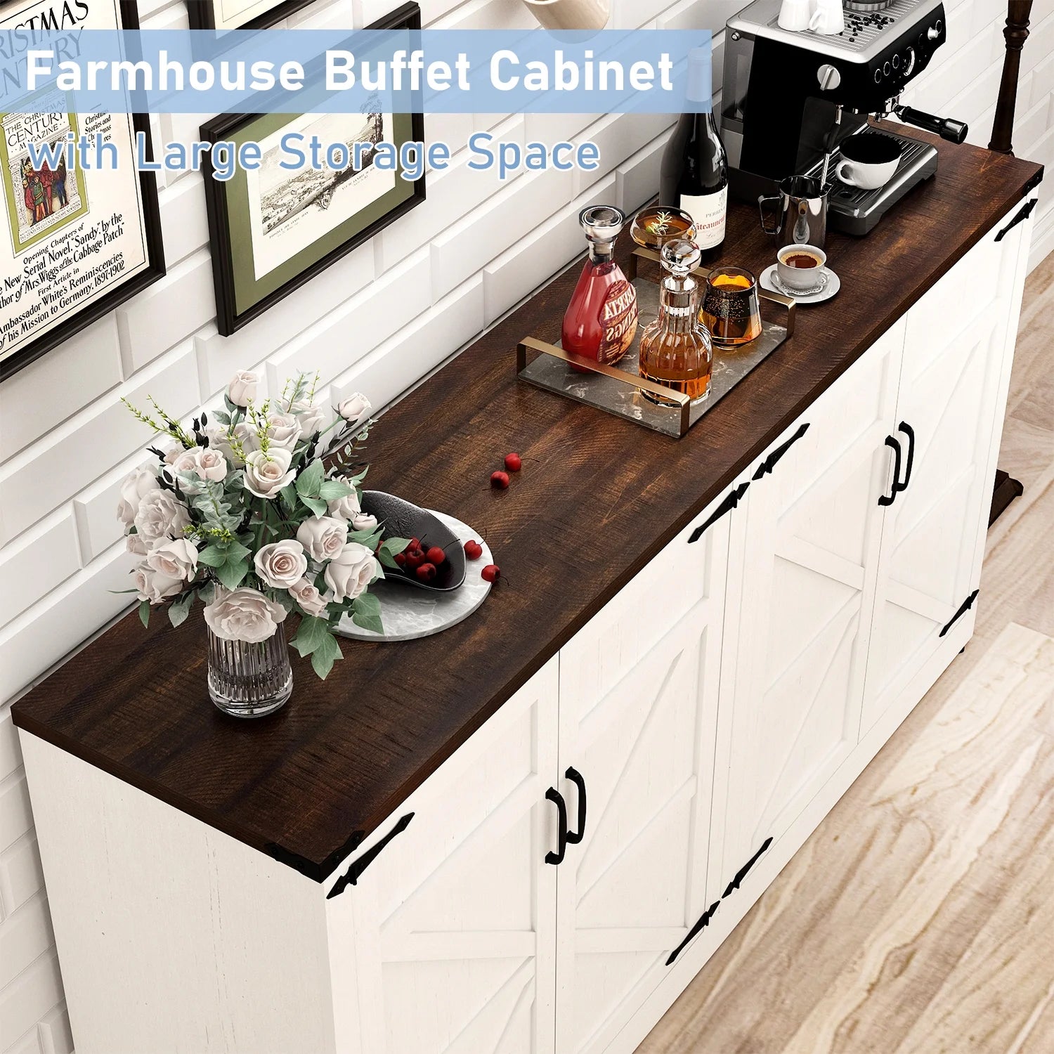 71" Tall Farmhouse Kitchen Pantry Cabinet, 5 Layers Storage Cabinet with Adjustable Shelves - Product image 61